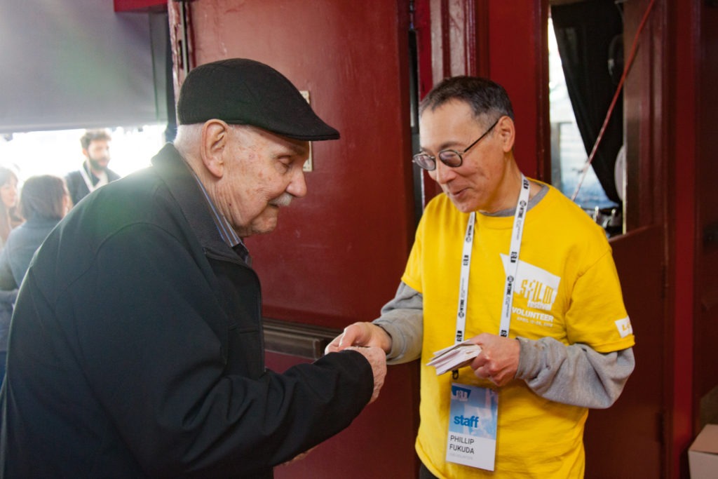 sffilm volunteer helping senior man
